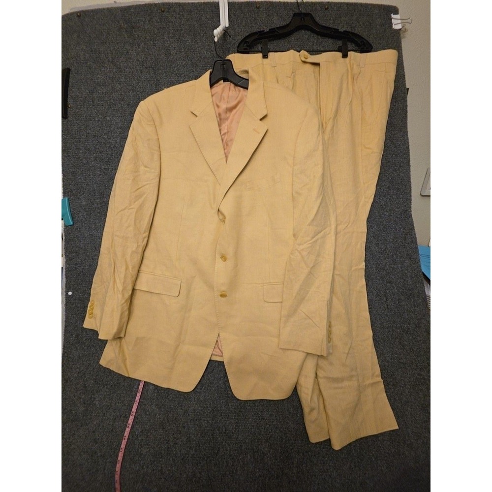 Sean John Suit Mens 48 42x32 Beige Linen Rayon 2 Piece Jacket Pants Casual